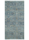 2x4 Aqua Blue and Ivory Wool Hand Knotted Traditional Vintage Antique Rug| N1424