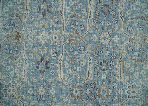 2x4 Aqua Blue and Ivory Wool Hand Knotted Traditional Vintage Antique Rug| N1424