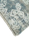 2x4 Beige, Silver and Blue Wool and Silk Hand Knotted traditional Vintage Antique Rug| N124