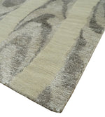 2x4 Beige, Silver and Gray Wool and Silk Hand Knotted traditional Vintage Antique Rug| N524