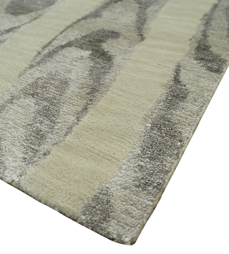2x4 Beige, Silver and Gray Wool and Silk Hand Knotted traditional Vintage Antique Rug| N524