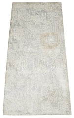 2x4 Entryway Modern Abstract Ivory and Gray Wool Rug Made with Art Silk