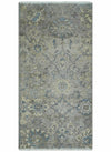 2x4 Gray, Beige and Blue Wool Hand Knotted traditional Vintage Antique Rug| N1224