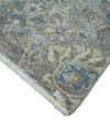 2x4 Gray, Beige and Blue Wool Hand Knotted traditional Vintage Antique Rug| N1224