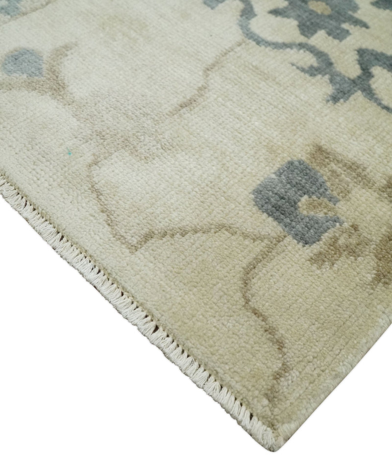 2x4 Hand Knotted Beige and Gray Traditional Persian Oushak Wool | N7824