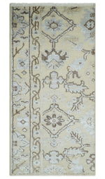 2x4 Hand Knotted Beige, silver and Brown Traditional Persian Oushak Wool Rug | N5524