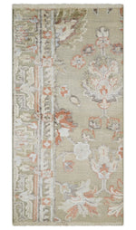 2x4 Hand Knotted Beige, silver and Peach Traditional Persian Oushak Wool Rug | N5624