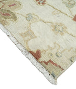 2x4 Hand Knotted Ivory, Olive and Rust Traditional Persian Oushak Wool | N8024