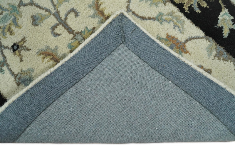 2x4 Handmade Persian Design Ivory and Black made with fine wool Area Rug |  TRDCP15624