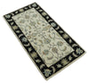 2x4 Handmade Persian Design Ivory and Black made with fine wool Area Rug |  TRDCP15624