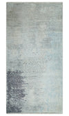 2x4 Modern Abstract Beige, Blue and Charcoal Bamboo Silk Rug| N6724