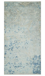 2x4 Modern Abstract Blue and Ivory Art Silk Rug| N8124