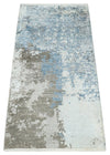 2x4 Modern Abstract Blue, Silver and Charcoal Hand Knotted Art Silk Rug| N8324