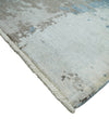 2x4 Modern Abstract Blue, Silver and Charcoal Hand Knotted Art Silk Rug| N8324