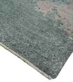2x4 Modern Abstract Gray and Pink Wool and Silk Hand Knotted Rug| N224