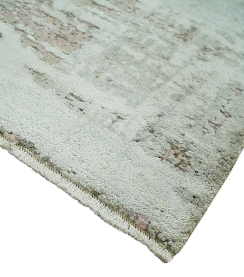 2x4 Modern Abstract Silver, Beige and Peach Rug made with Art Silk| N2124