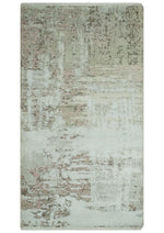 2x4 Modern Abstract Silver, Beige and Peach Rug made with Art Silk| N2124