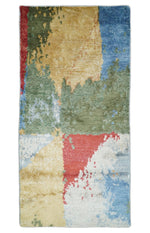 2x4 Modern Multicolor Wool and Silk Hand Knotted Rug| N624