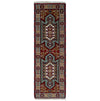 2x6 Runner Hand Knotted traditional Kazak Rust and Blue Armenian Rug | KZA24