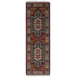 2x6 Runner Hand Knotted traditional Kazak Rust and Blue Armenian Rug | KZA24
