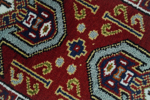 2x6 Runner Hand Knotted traditional Kazak Rust and Blue Armenian Rug | KZA24