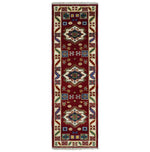 2x7 Hand Knotted Antique Kazak Runner Blue and Rust Traditional Tribal Armenian Rug | KZA1