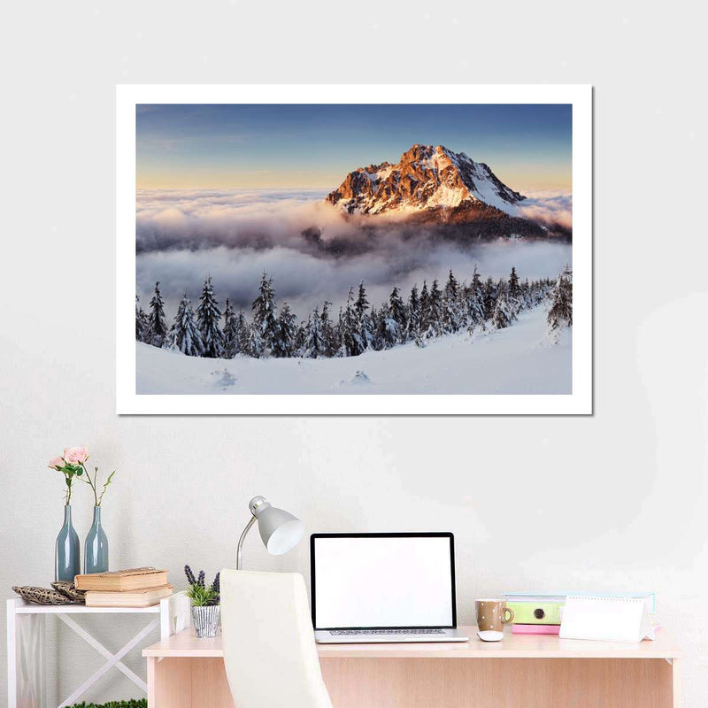 Snow Mountain Sunset Wall Art