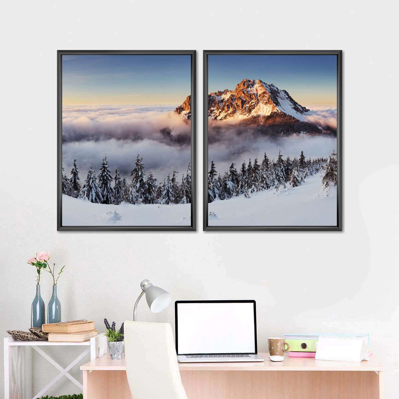 Snow Mountain Sunset Wall Art