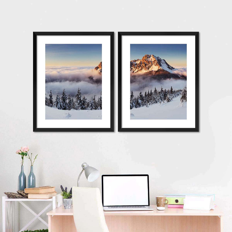 Snow Mountain Sunset Wall Art