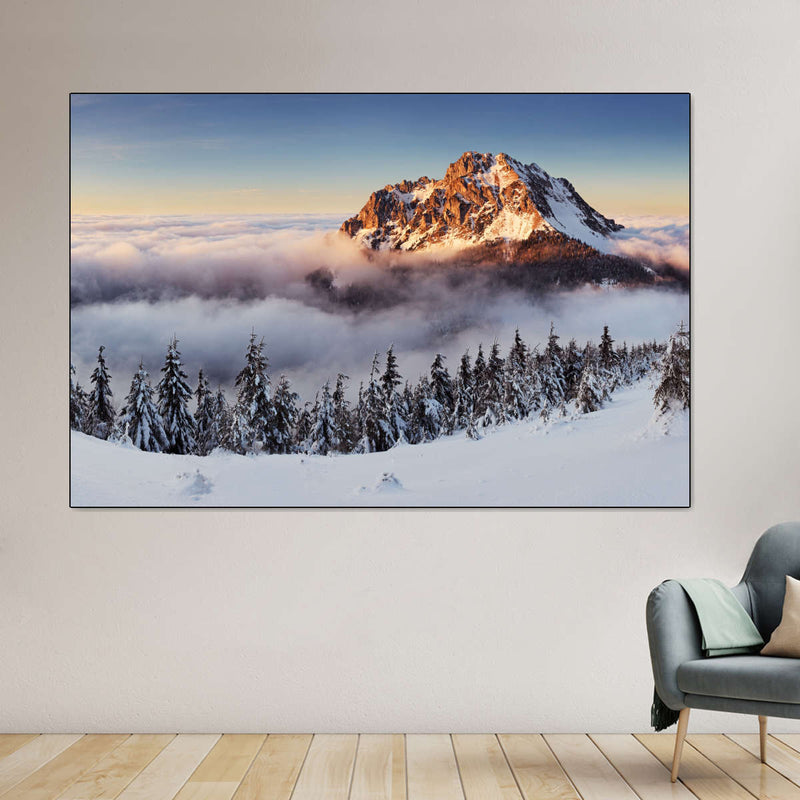 Snow Mountain Sunset Wall Art