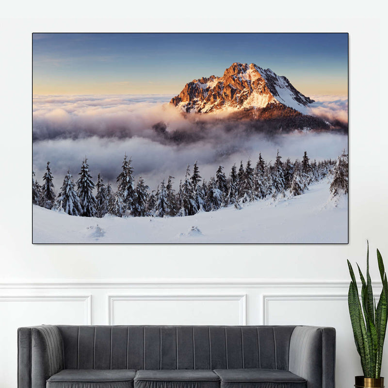 Snow Mountain Sunset Wall Art