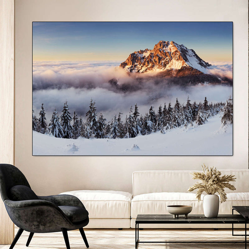 Snow Mountain Sunset Wall Art