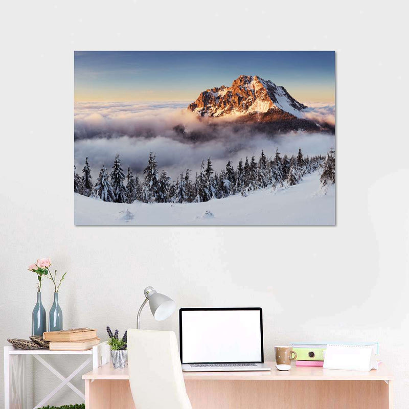Snow Mountain Sunset Wall Art