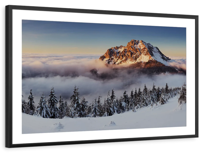 Snow Mountain Sunset Wall Art
