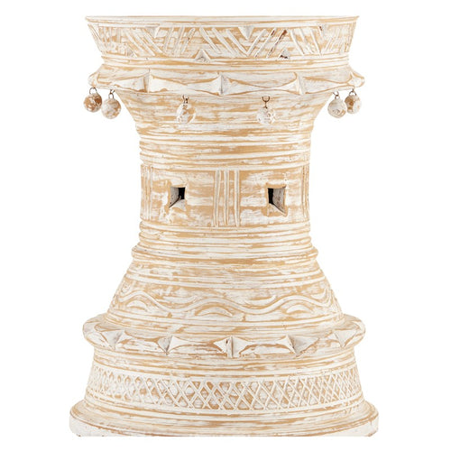 Currey and Company Bavi Whitewash Accent Table 3000-0238