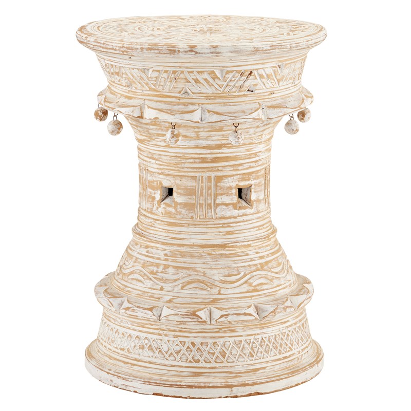 Currey and Company Bavi Whitewash Accent Table 3000-0238