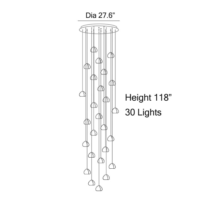 MIRODEMI® Hanging modern crystal lamp for staircase, living room, stairwell