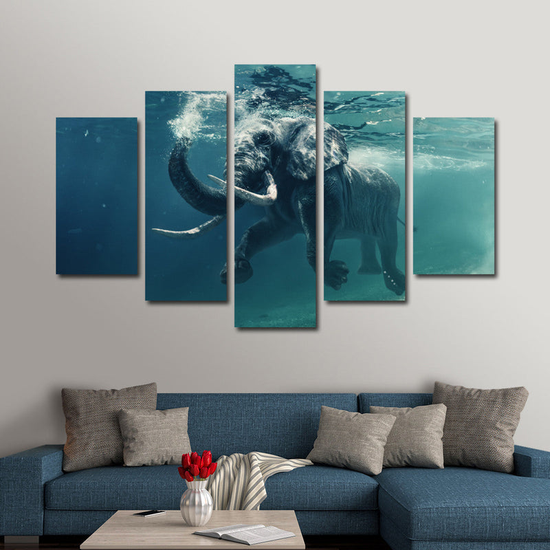 Swimming Elephant Wall Art