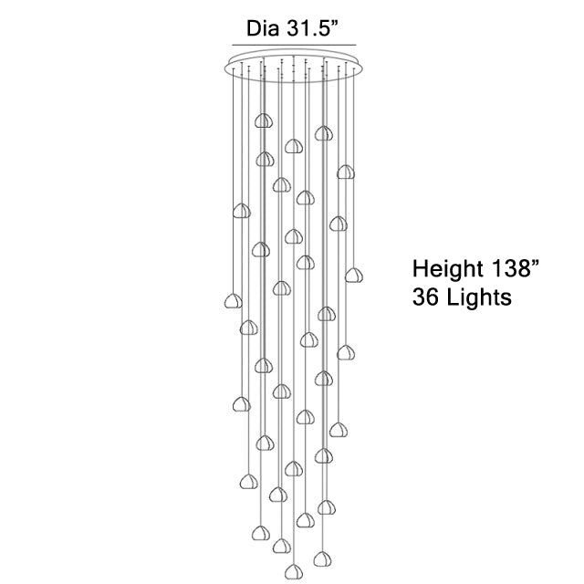 MIRODEMI® Hanging modern crystal lamp for staircase, living room, stairwell