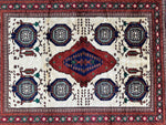 Hand-Knotted Afghani Kazak Wool Rug - 4'8" x 7'2"