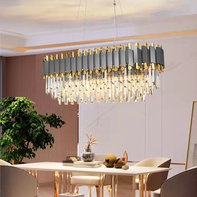 MIRODEMI® Creative Drum Gold/Black Crystal Hanging Lighting For Living Room, Dining Room