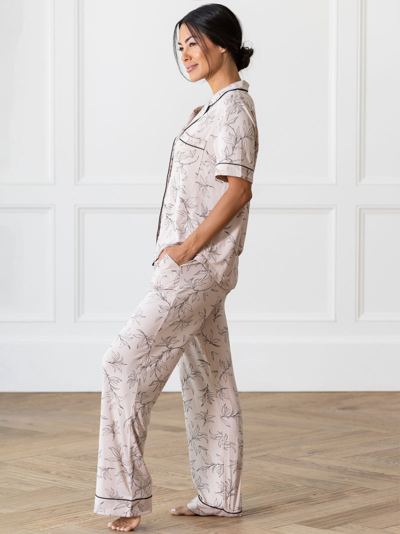 Women's Stretch-Knit Short Sleeve & Pant Bamboo Pajama Set