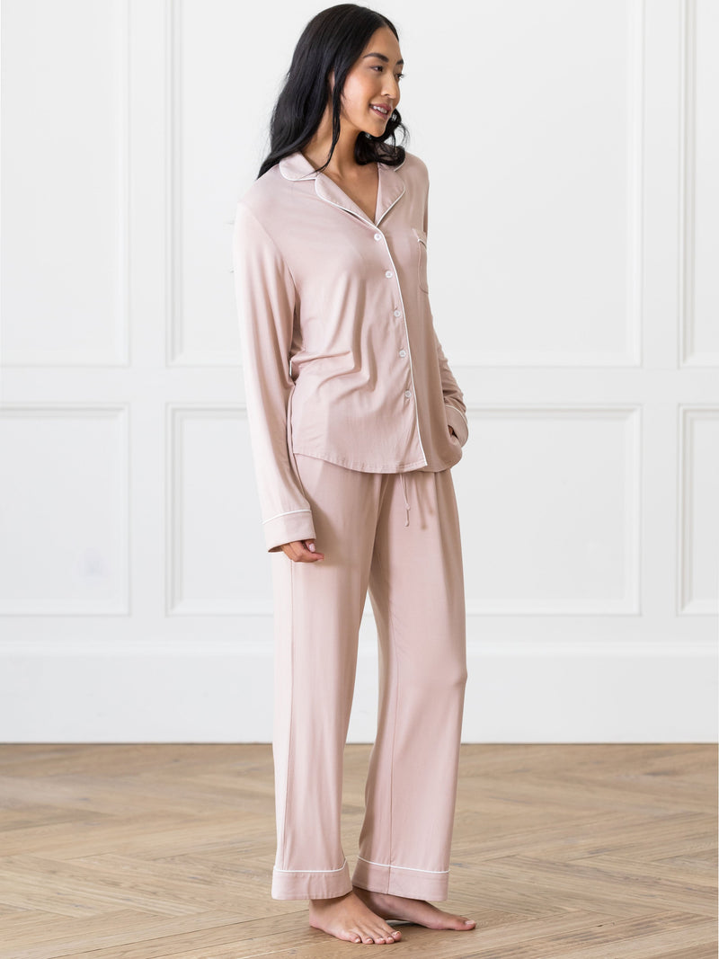 Women's Stretch-Knit Long Sleeve Bamboo Pajama Set