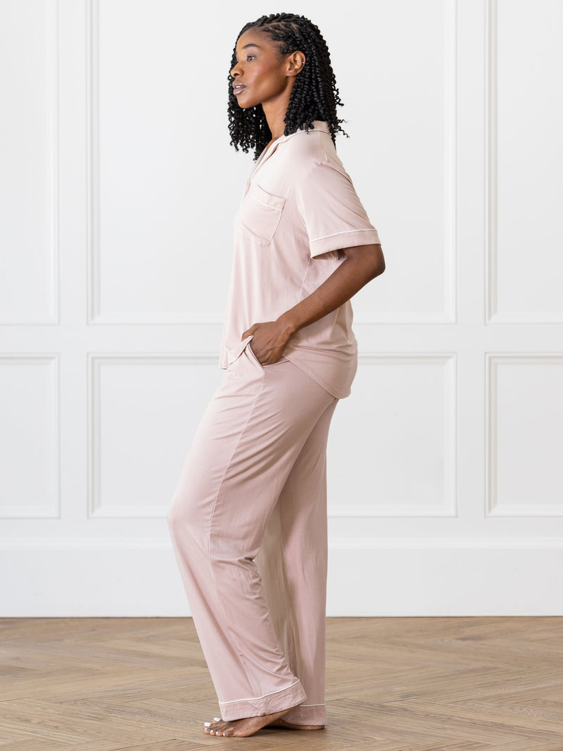 Women's Stretch-Knit Short Sleeve & Pant Bamboo Pajama Set