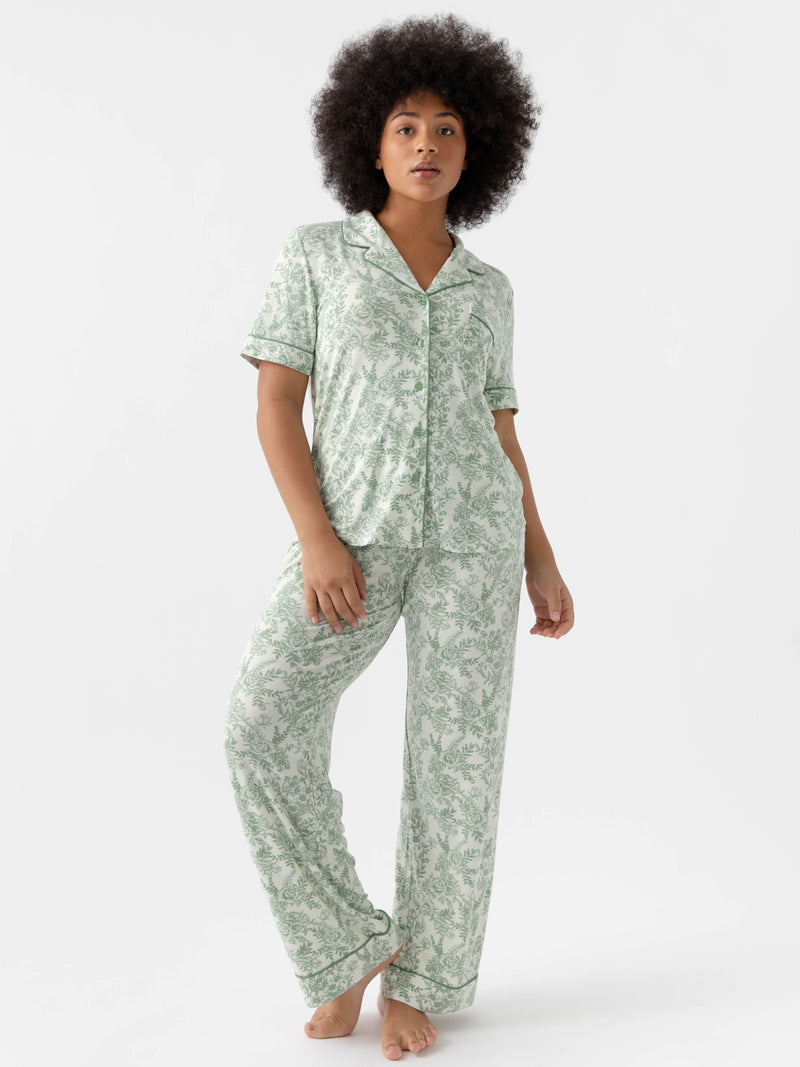 Women's Stretch-Knit Short Sleeve & Pant Bamboo Pajama Set