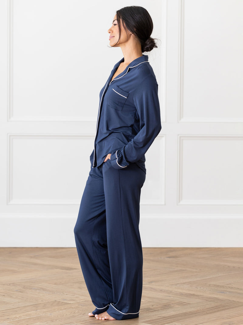 Women's Stretch-Knit Long Sleeve Bamboo Pajama Set