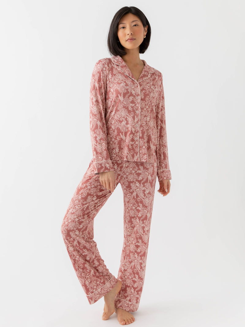 Women's Stretch-Knit Long Sleeve Bamboo Pajama Set