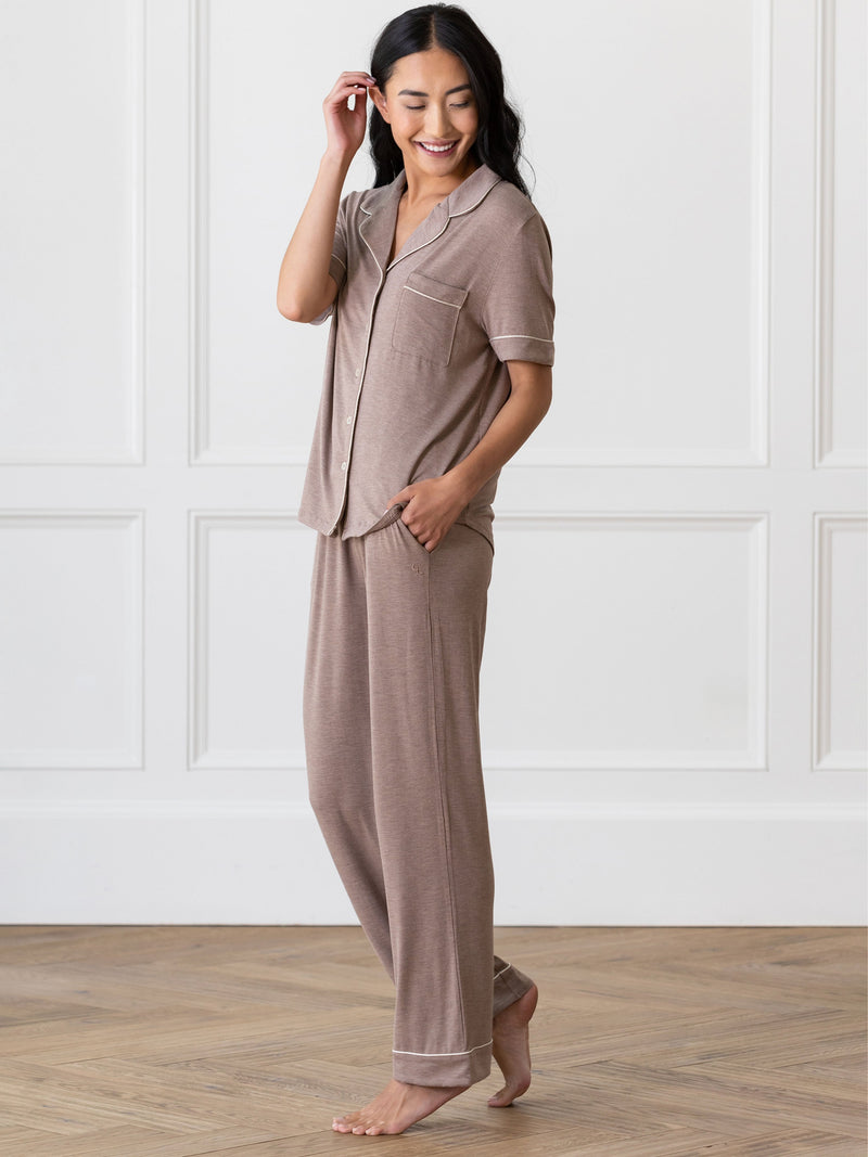 Women's Stretch-Knit Short Sleeve & Pant Bamboo Pajama Set