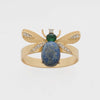 Etched wing bug skinny napkin rings, lapis lazuli, set of four