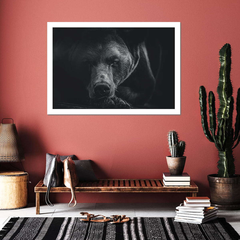 Monochrome Brown Bear Wall Art